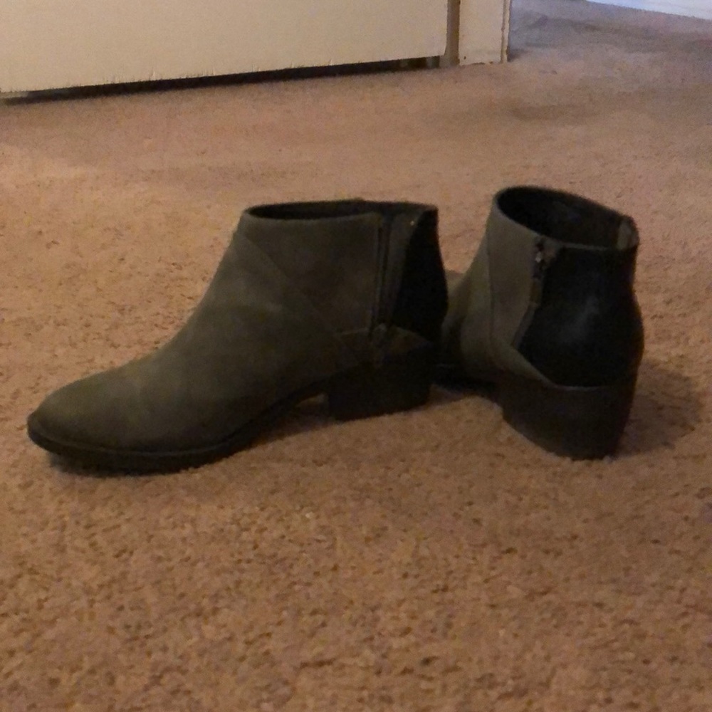 Gray and black ankle boots